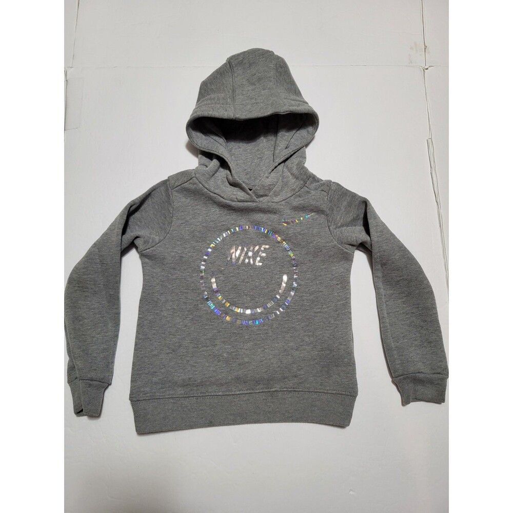 (#L3) Nike  Girls Swoosh Print Pullover Hoodie Gray Size Toddler 3T (2-3 YRS )